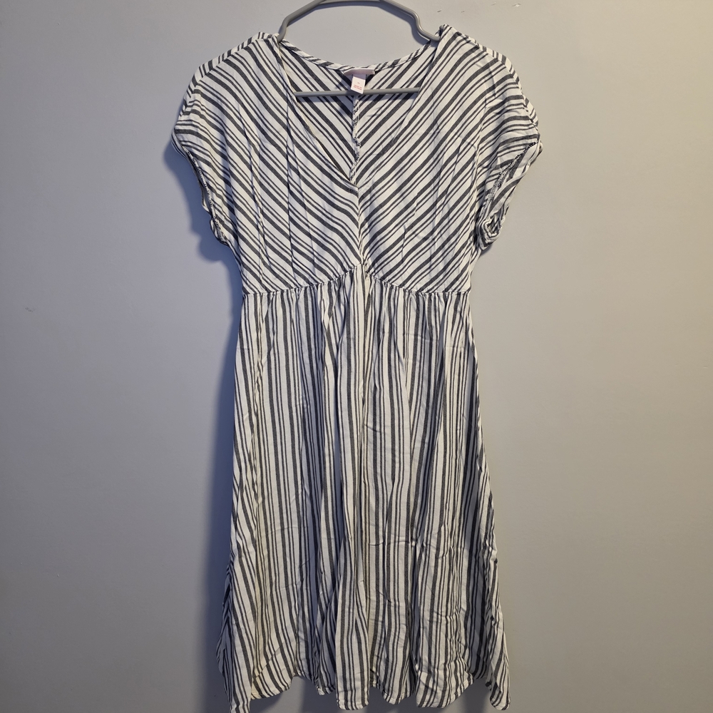 Isabel Maternity by Ingrid & Isabel Black and White Striped Midi Dress